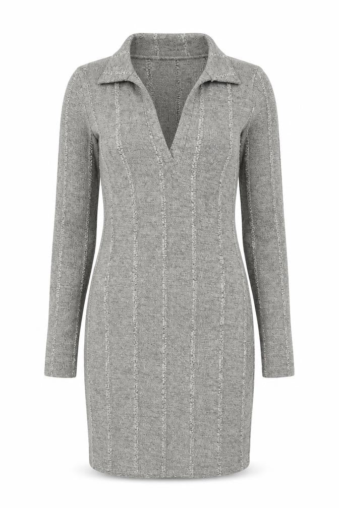 As You Womens Grey Polyester Bodycon Size 6 Collared Pullover