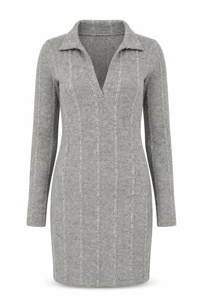 As You Womens Grey Polyester Bodycon Size 6 Collared Pullover