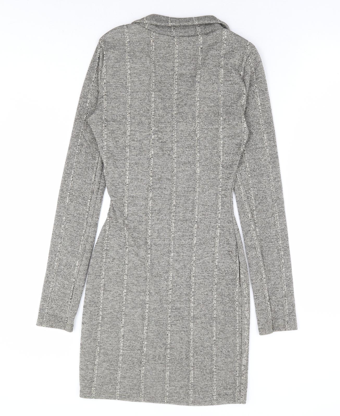 As You Womens Grey Polyester Bodycon Size 6 Collared Pullover