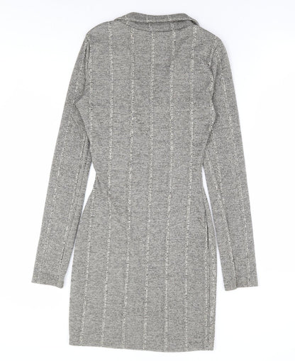 As You Womens Grey Polyester Bodycon Size 6 Collared Pullover