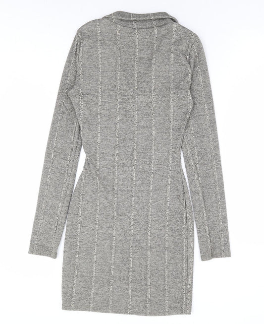 As You Womens Grey Polyester Bodycon Size 6 Collared Pullover