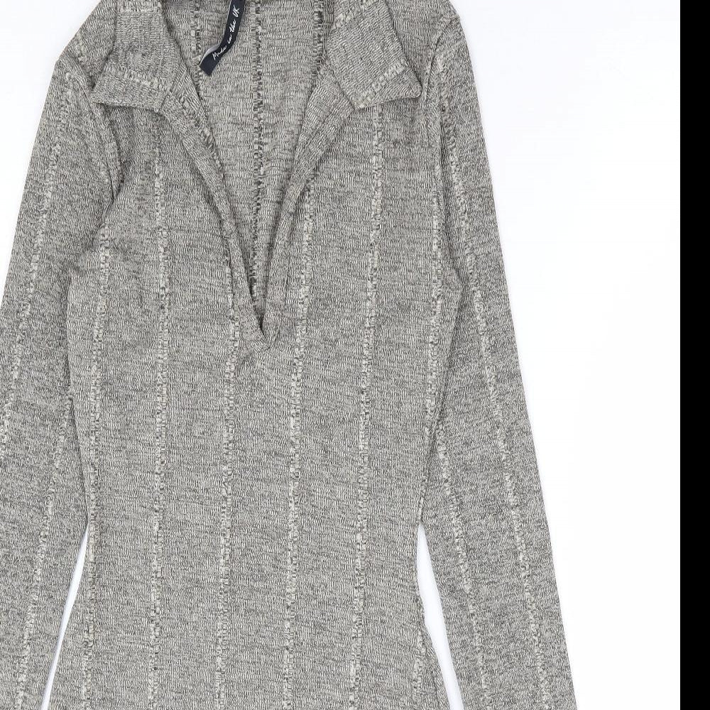 As You Womens Grey Polyester Bodycon Size 6 Collared Pullover