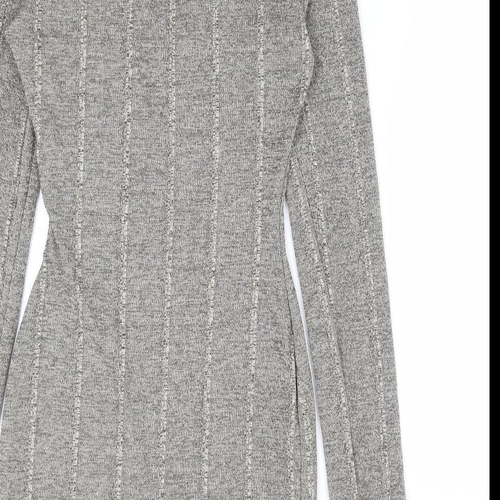 As You Womens Grey Polyester Bodycon Size 6 Collared Pullover