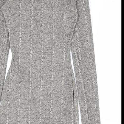 As You Womens Grey Polyester Bodycon Size 6 Collared Pullover