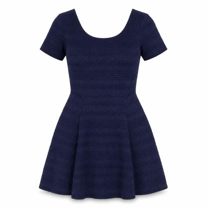 Divided by H&M Womens Blue Geometric Polyester Fit & Flare Size XS Scoop Neck Pullover