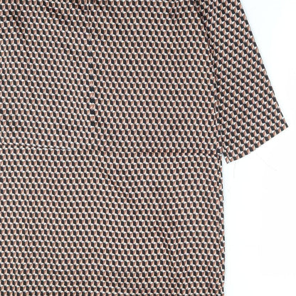 Mango Womens Brown Geometric Polyester Shift Size M Round Neck Hook & Eye