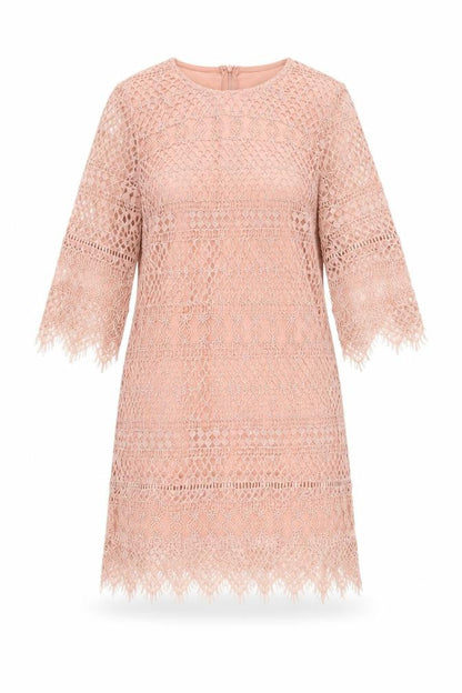 Kinds Road Womens Pink Cotton Shift Size L Round Neck Zip