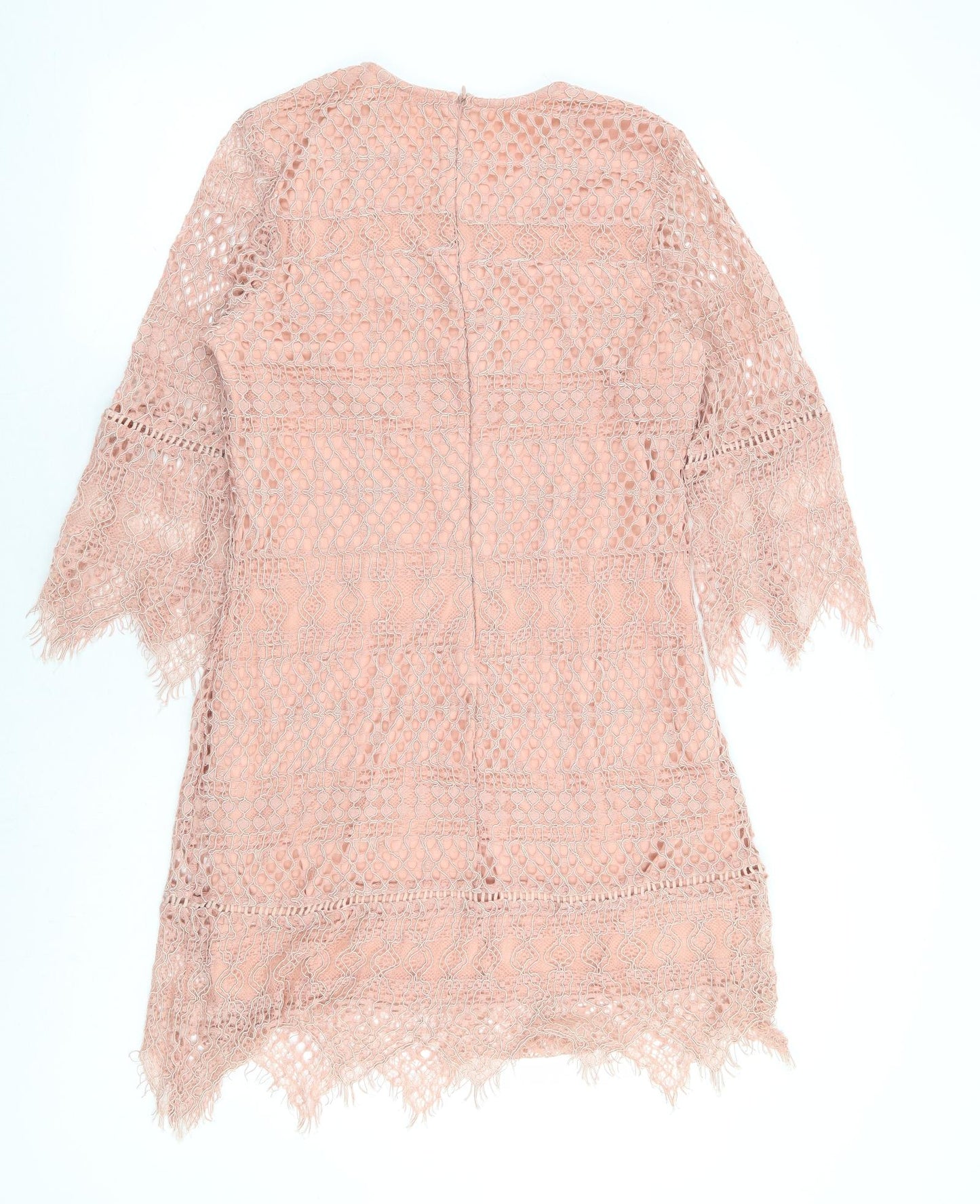 Kinds Road Womens Pink Cotton Shift Size L Round Neck Zip