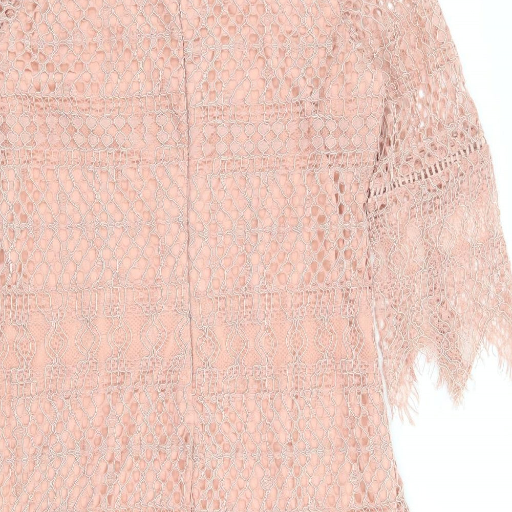 Kinds Road Womens Pink Cotton Shift Size L Round Neck Zip