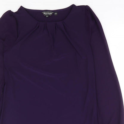 Billie & Blossom Womens Purple Polyester Shift Size 14 Round Neck Pullover - Chiffon Sleeve