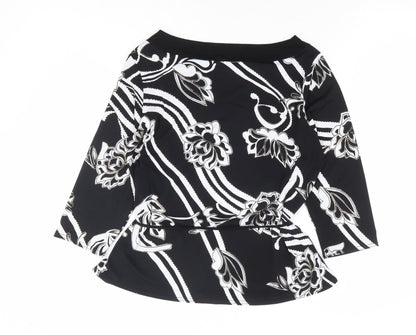 Saloos Collection Womens Black Floral Polyester Basic Blouse Size M V-Neck
