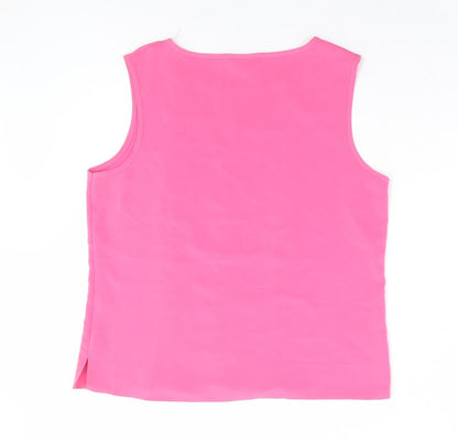 First Avenue Womens Pink Polyester Basic Tank Size 12 Round Neck