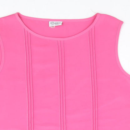 First Avenue Womens Pink Polyester Basic Tank Size 12 Round Neck