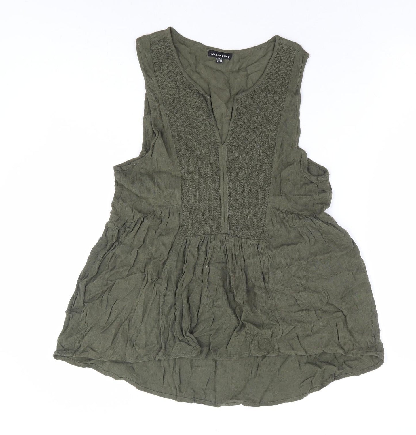 Womens UK Size 12 Warehouse Green Basic Blouse