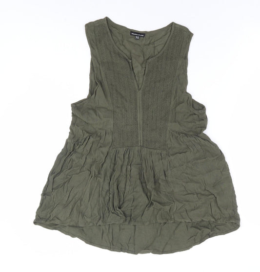Womens UK Size 12 Warehouse Green Basic Blouse