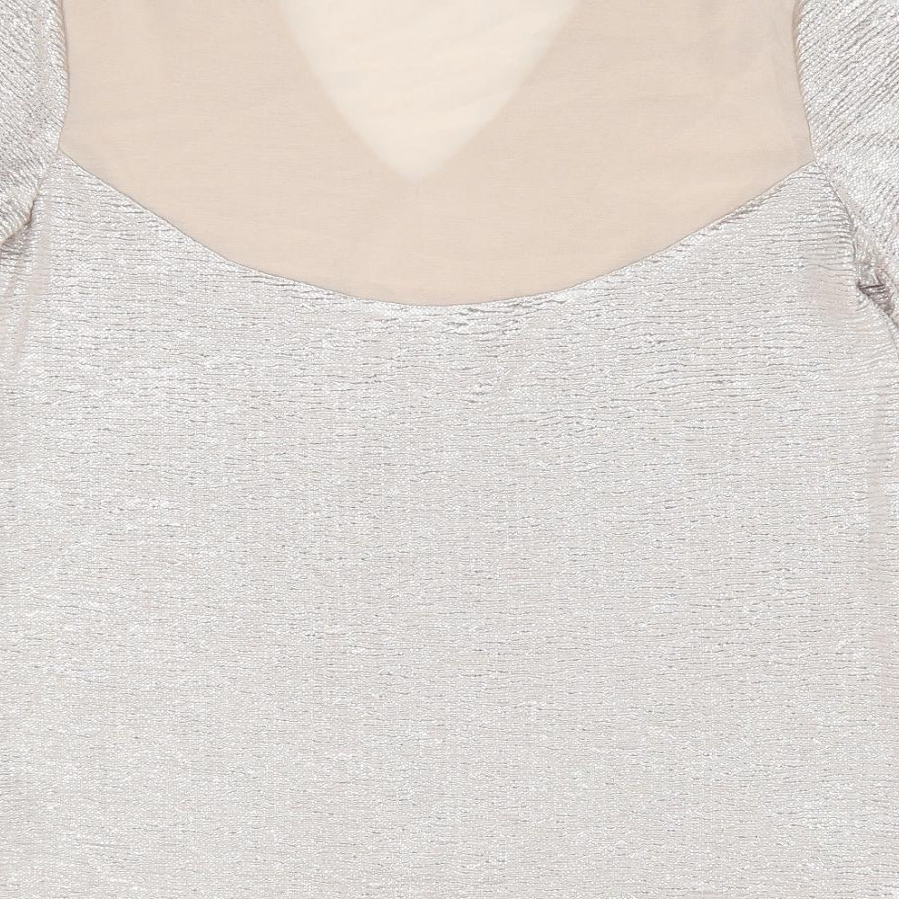 George Womens Beige Polyester Basic T-Shirt Size 10 V-Neck