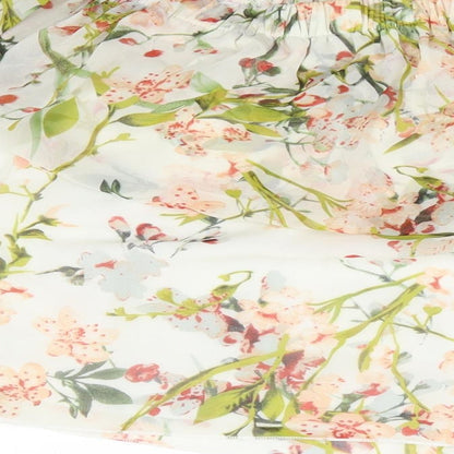 Parisian Collection Womens White Floral Polyester Basic Blouse Size 10 Off the Shoulder - Bardot