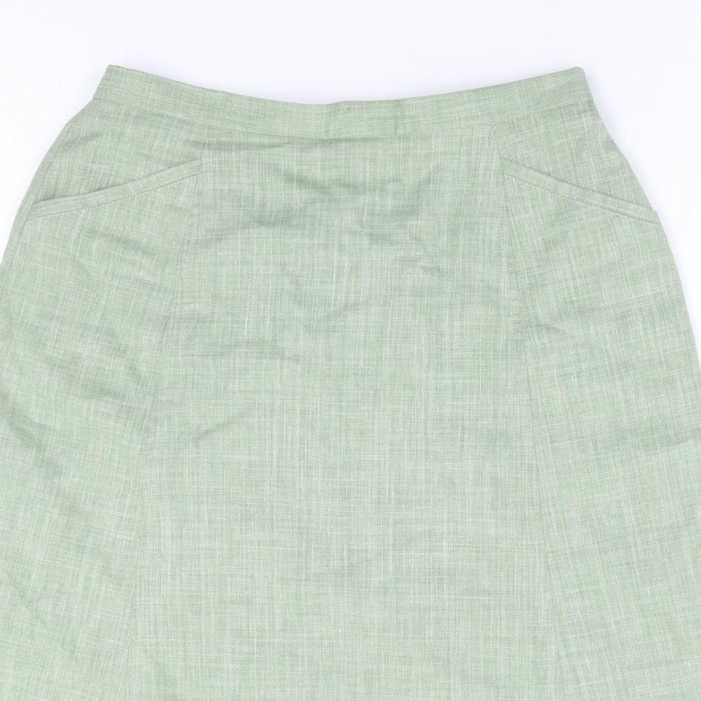 Cotswold Collections Womens Green Polyester A-Line Skirt Size 12 Zip