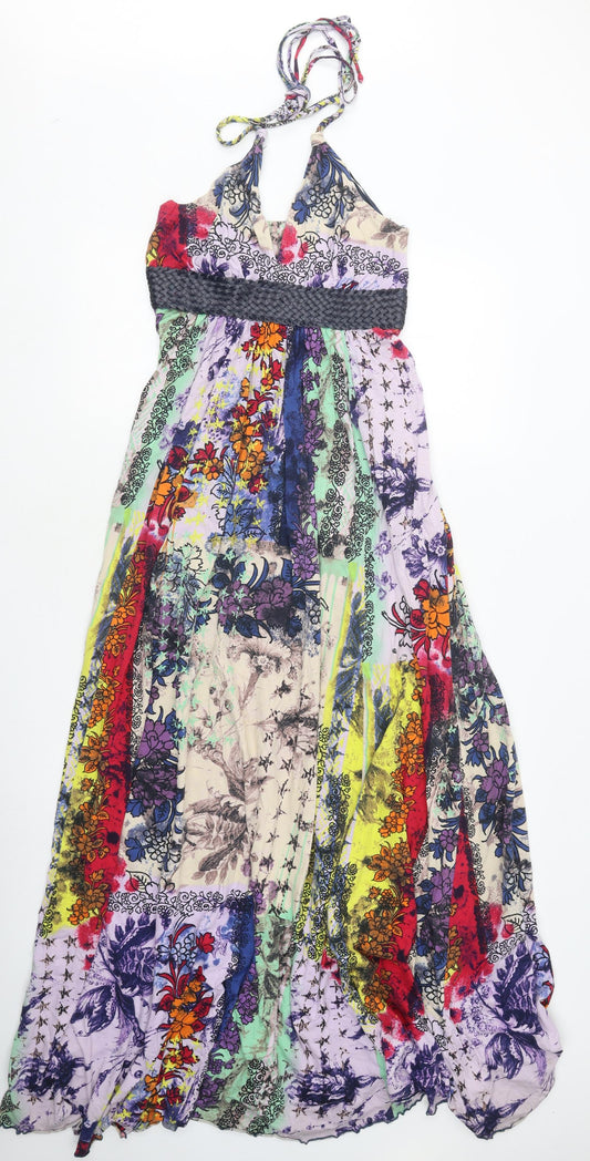 Firetrap Womens Multicoloured Floral Cotton Maxi Size M Halter Tie