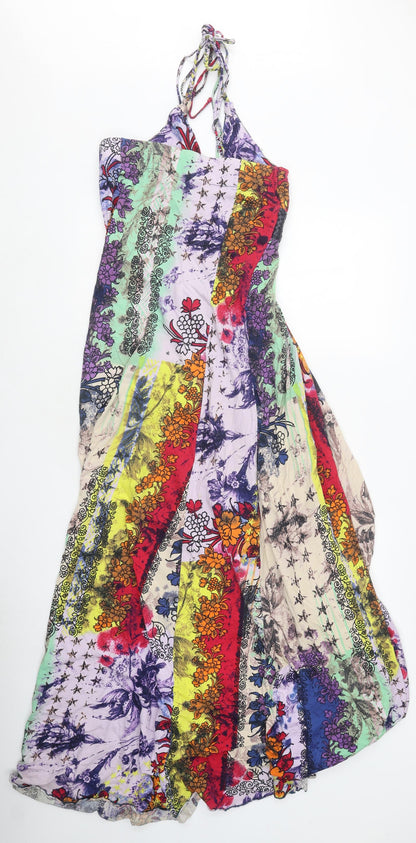 Firetrap Womens Multicoloured Floral Cotton Maxi Size M Halter Tie