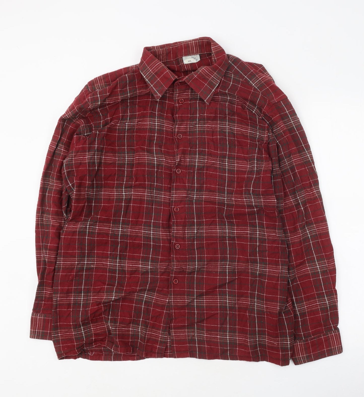 Mens UK Size 2XL MAN MAN Red  Button-Up Long Sleeve Casual Shirt