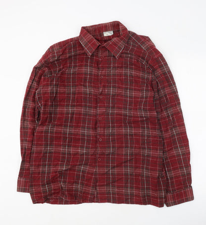 Mens UK Size 2XL MAN MAN Red  Button-Up Long Sleeve Casual Shirt