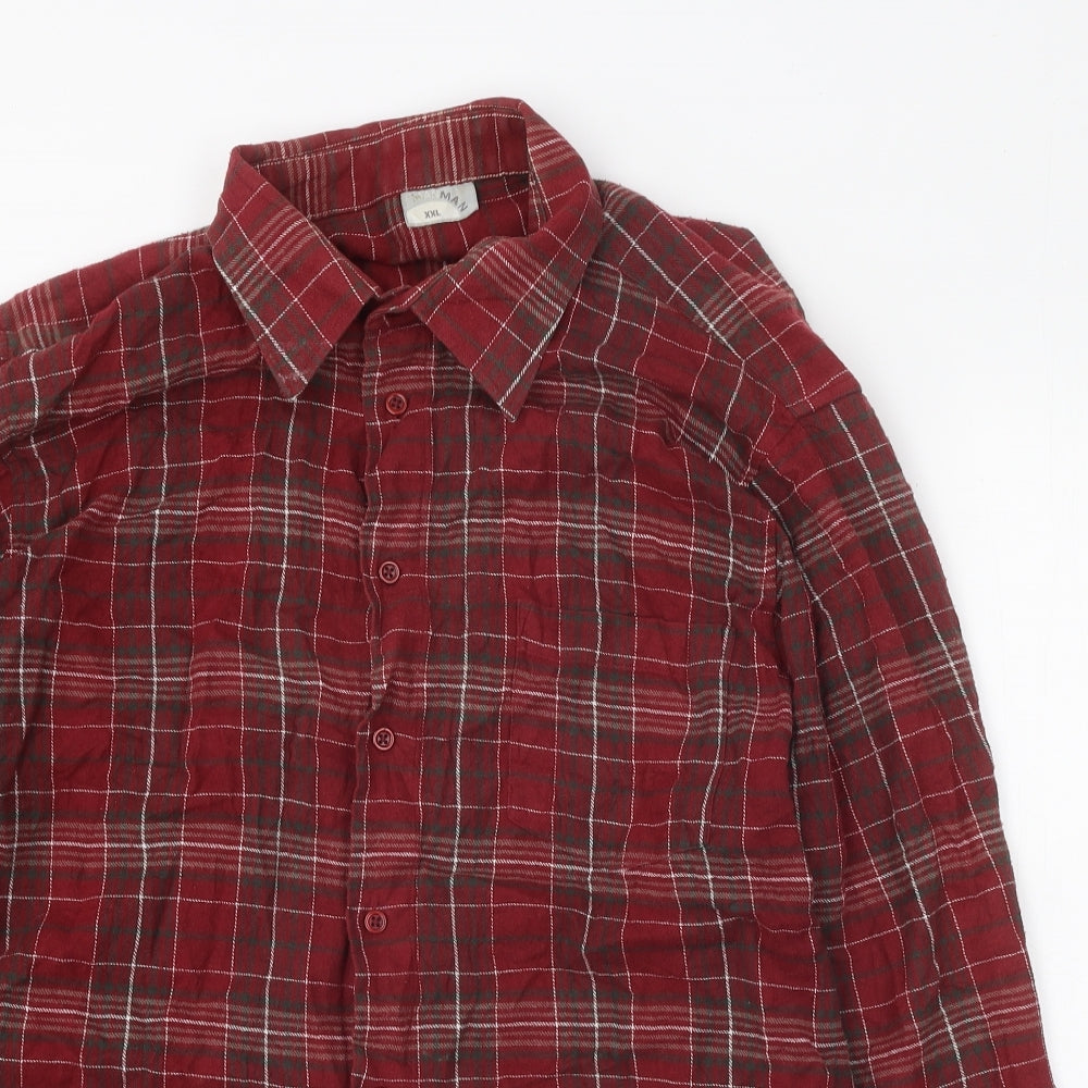 Mens UK Size 2XL MAN MAN Red  Button-Up Long Sleeve Casual Shirt