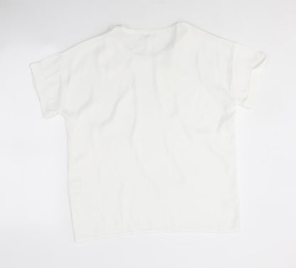 Moss Copenhagon Womens White Polyester Basic Blouse Size XS Round Neck