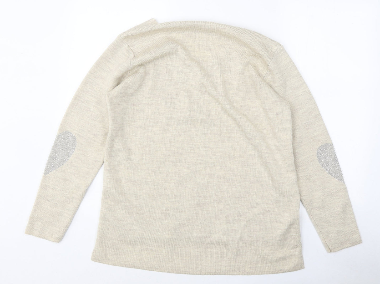 hoxton gal Mens Beige Round Neck Polyester Pullover Jumper One Size - Love Heart