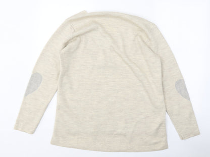 hoxton gal Mens Beige Round Neck Polyester Pullover Jumper One Size - Love Heart