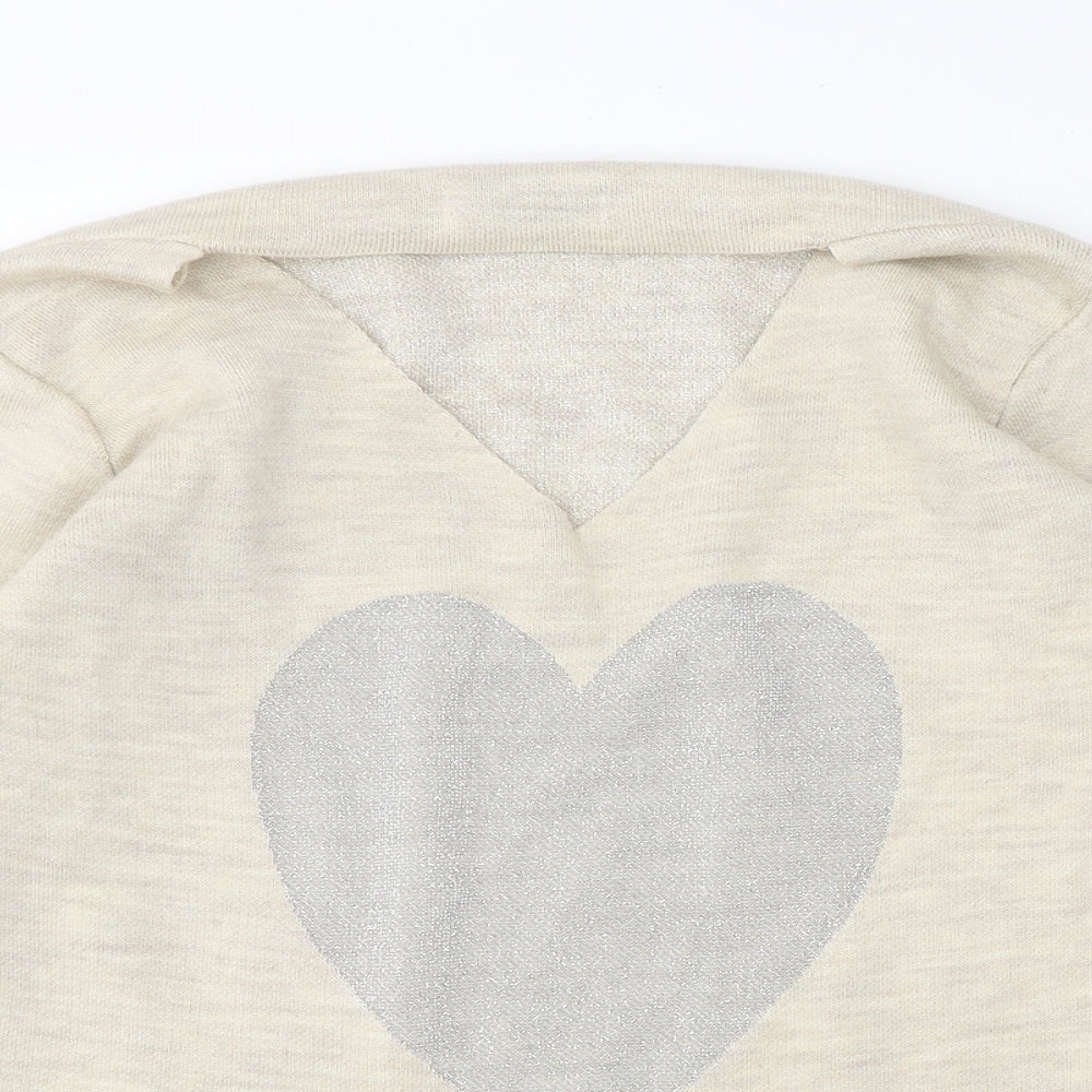 hoxton gal Mens Beige Round Neck Polyester Pullover Jumper One Size - Love Heart