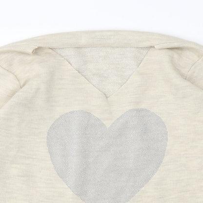 hoxton gal Mens Beige Round Neck Polyester Pullover Jumper One Size - Love Heart