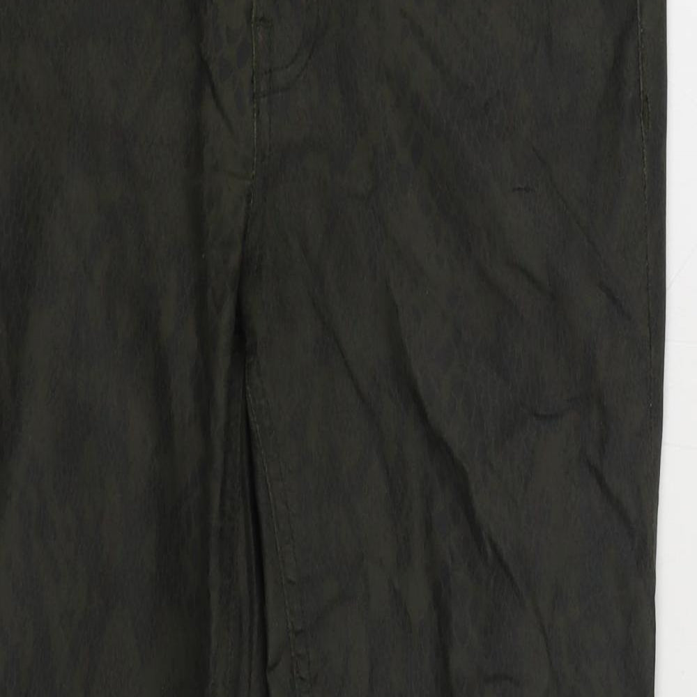 Zara Womens Green Animal Print Polyester Skinny Jeans Size 10 L26 in Regular Zip - Snake Skin