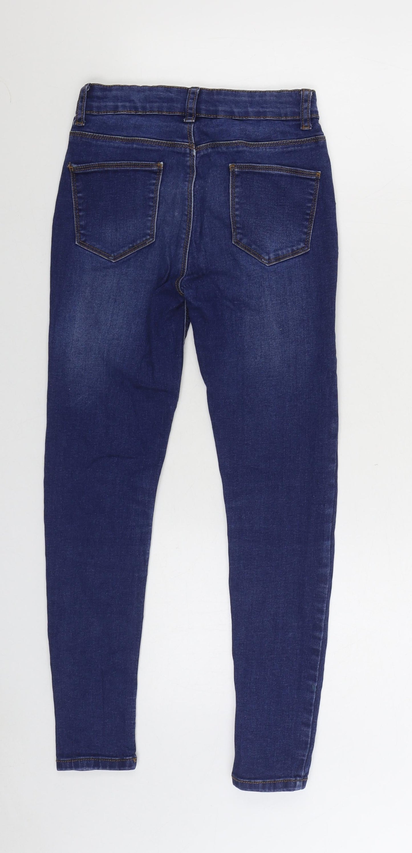 Denim & Co. Girls Blue Cotton Skinny Jeans Size 11-12 Years Regular Zip