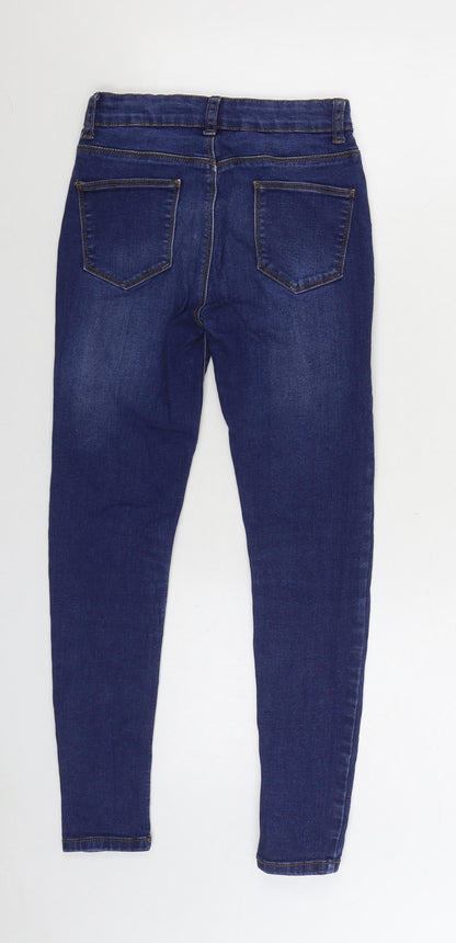 Denim & Co. Girls Blue Cotton Skinny Jeans Size 11-12 Years Regular Zip