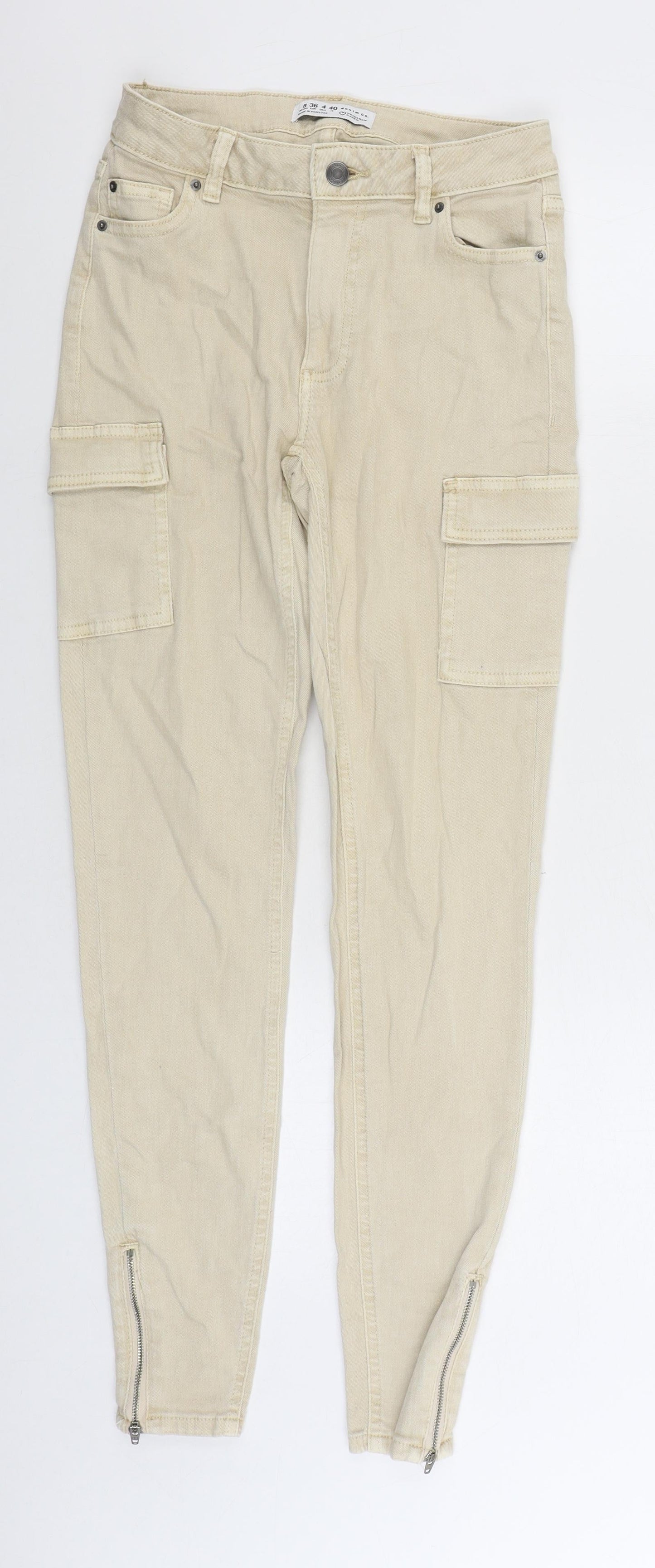 Denim & Co. Womens Beige Cotton Skinny Jeans Size 8 L28 in Regular Zip