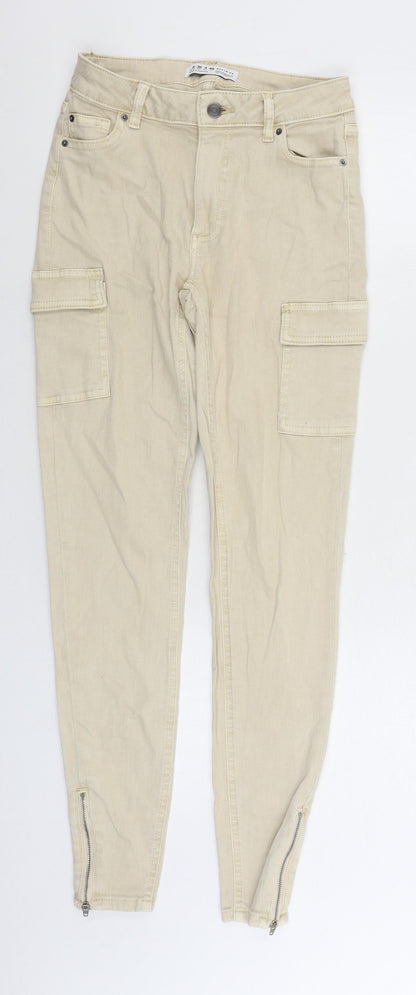 Denim & Co. Womens Beige Cotton Skinny Jeans Size 8 L28 in Regular Zip