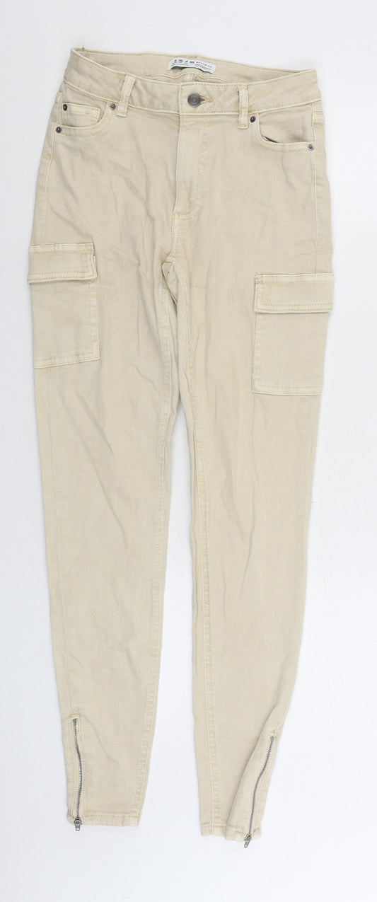 Denim & Co. Womens Beige Cotton Skinny Jeans Size 8 L28 in Regular Zip