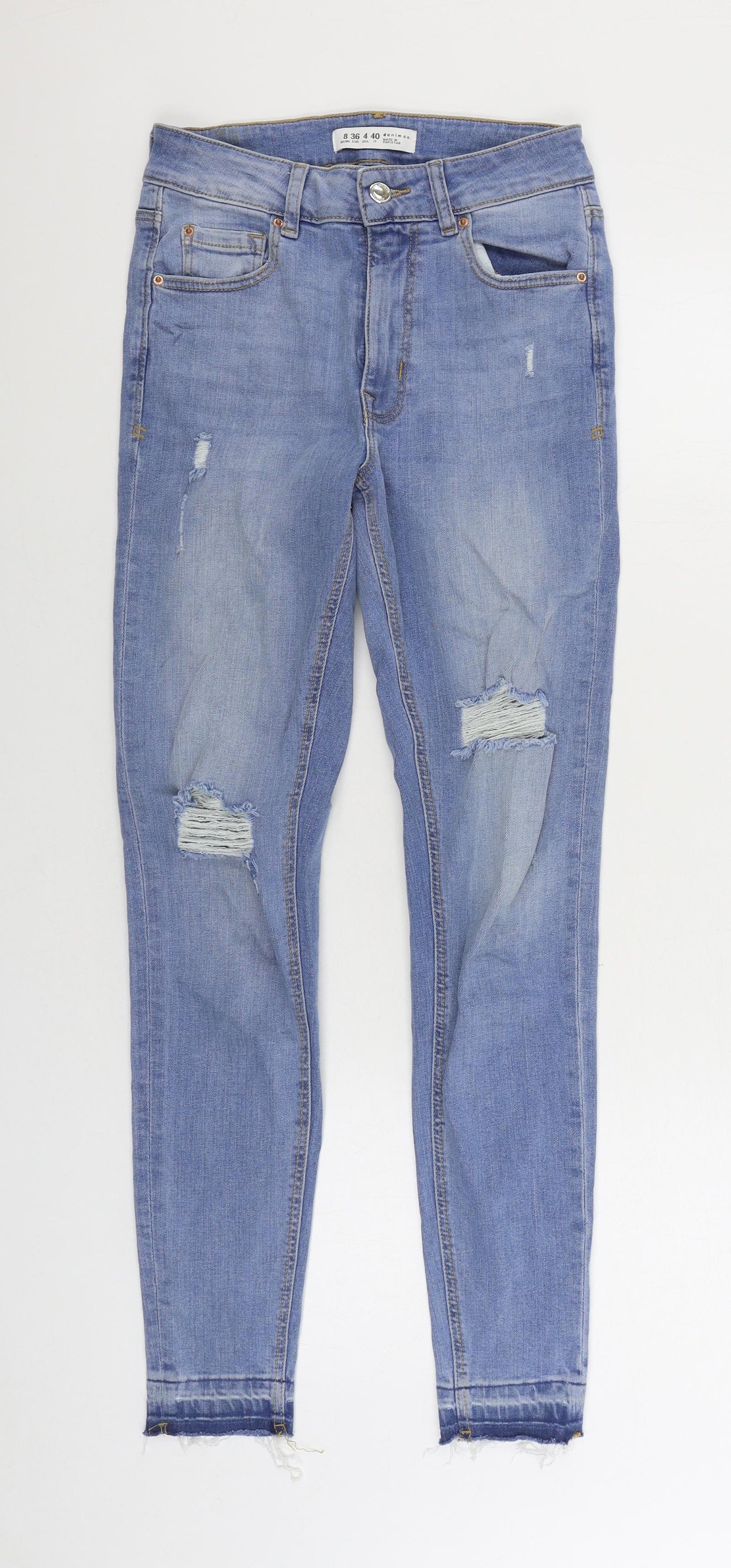 Denim & Co. Womens Blue Cotton Skinny Jeans Size 8 L28 in Regular Zip