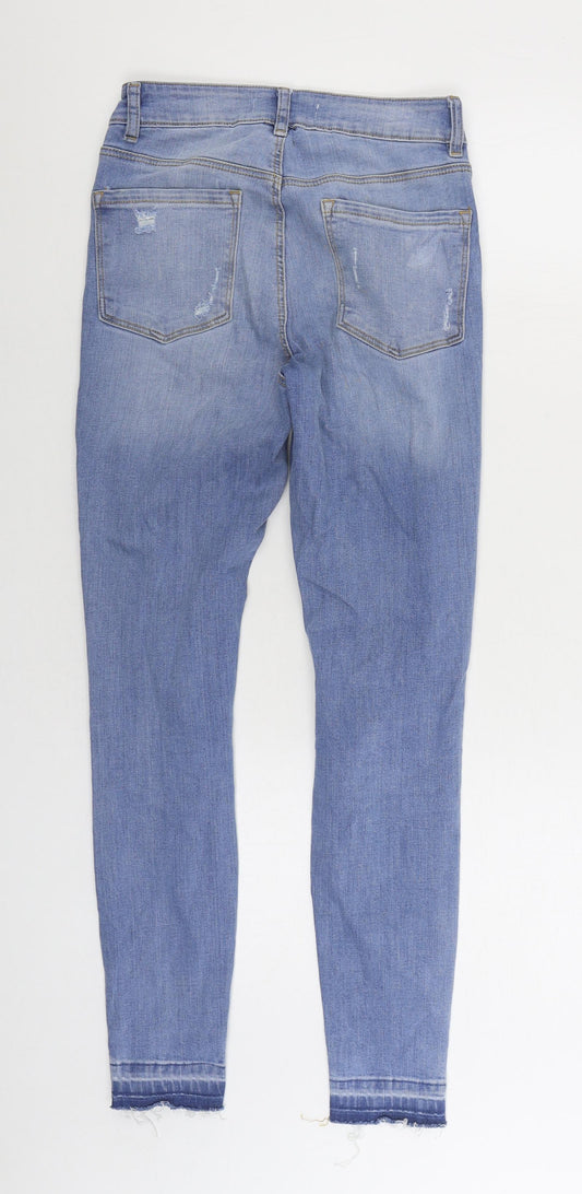 Denim & Co. Womens Blue Cotton Skinny Jeans Size 8 L28 in Regular Zip