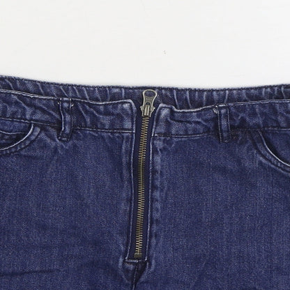 NEXT Girls Blue 100% Cotton Mini Skirt Size 10 Years Regular Zip
