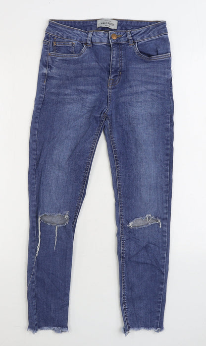 New Look Womens Black Cotton Straight Jeans Size 10 L24 in Regular Zip