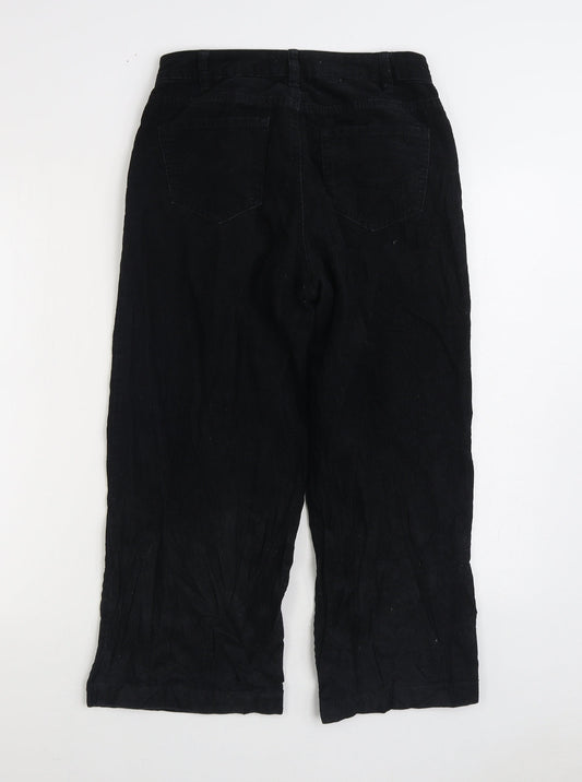 Denim & Co. Womens Black Cotton Trousers Size 8 L24 in Regular Zip