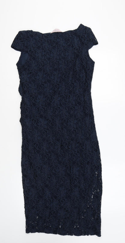 Dorothy Perkins Womens Blue Polyester Sheath Size 10 Round Neck Pullover