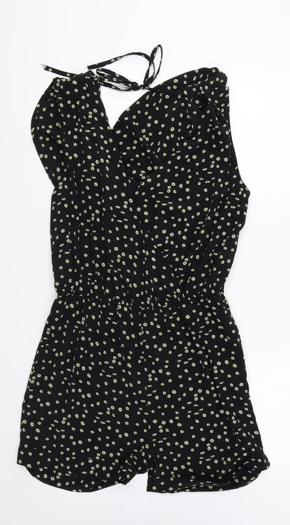 Sweewe Womens Black Geometric Polyester Playsuit One-Piece Size M Tie