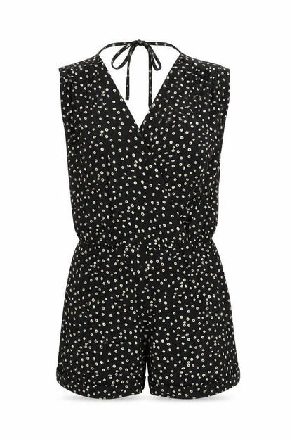 Sweewe Womens Black Geometric Polyester Playsuit One-Piece Size M Tie
