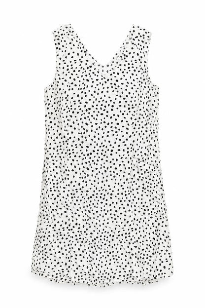 F&F Womens White Geometric Cotton Shift Size 10 V-Neck Pullover