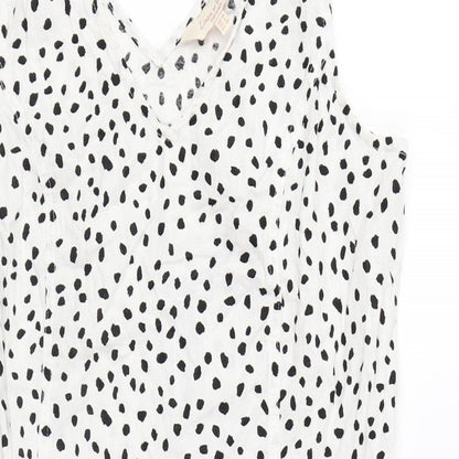 F&F Womens White Geometric Cotton Shift Size 10 V-Neck Pullover