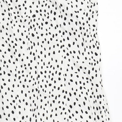 F&F Womens White Geometric Cotton Shift Size 10 V-Neck Pullover