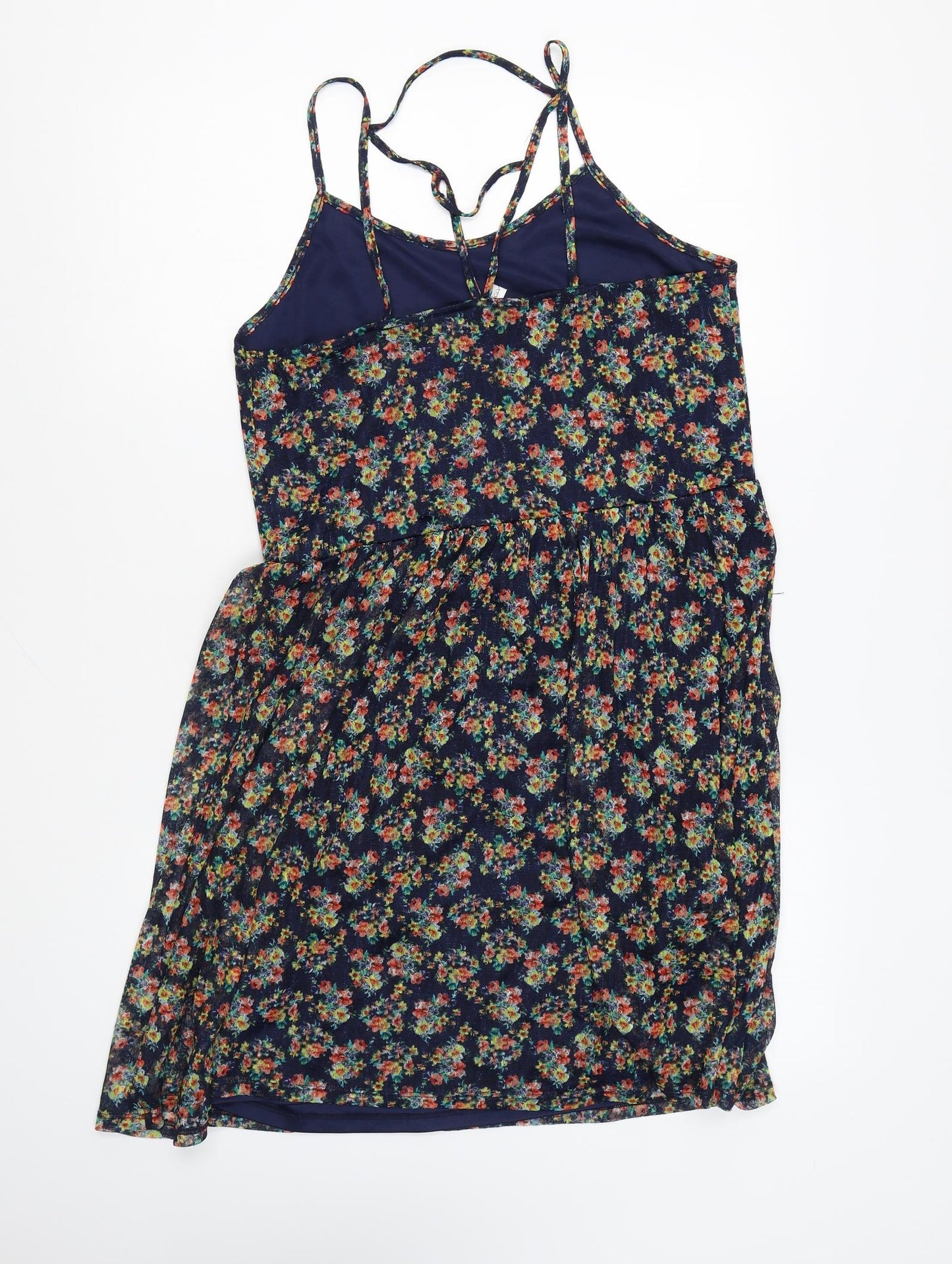 Xhilaration Womens Multicoloured Floral Polyester Skater Dress Size XL Round Neck Pullover